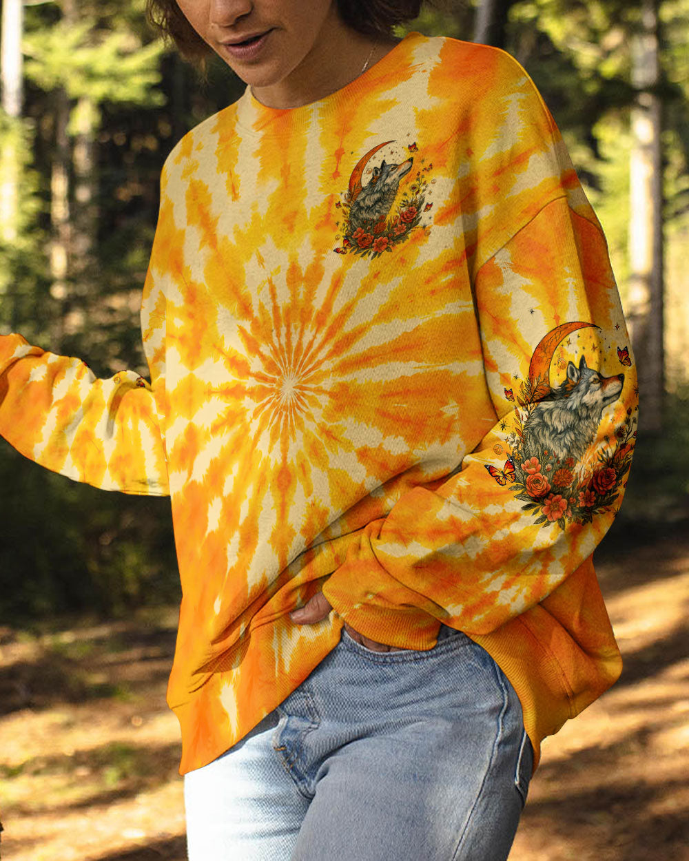 Spirit of the Wolf Heart of the Wild Wolf Floral and Moon Elements AOP Shirts _2_ fdgPk