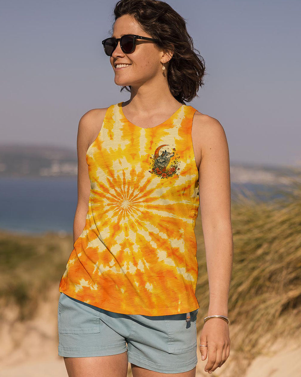 Spirit of the Wolf Heart of the Wild Wolf Floral and Moon Elements AOP Shirts _6_ Jjh4n