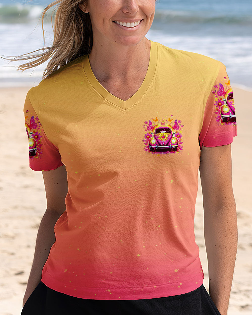 Spread Love Everywhere You Go Ombre Peace Car Hippie Style AOP Shirts _11_ ZB0UP