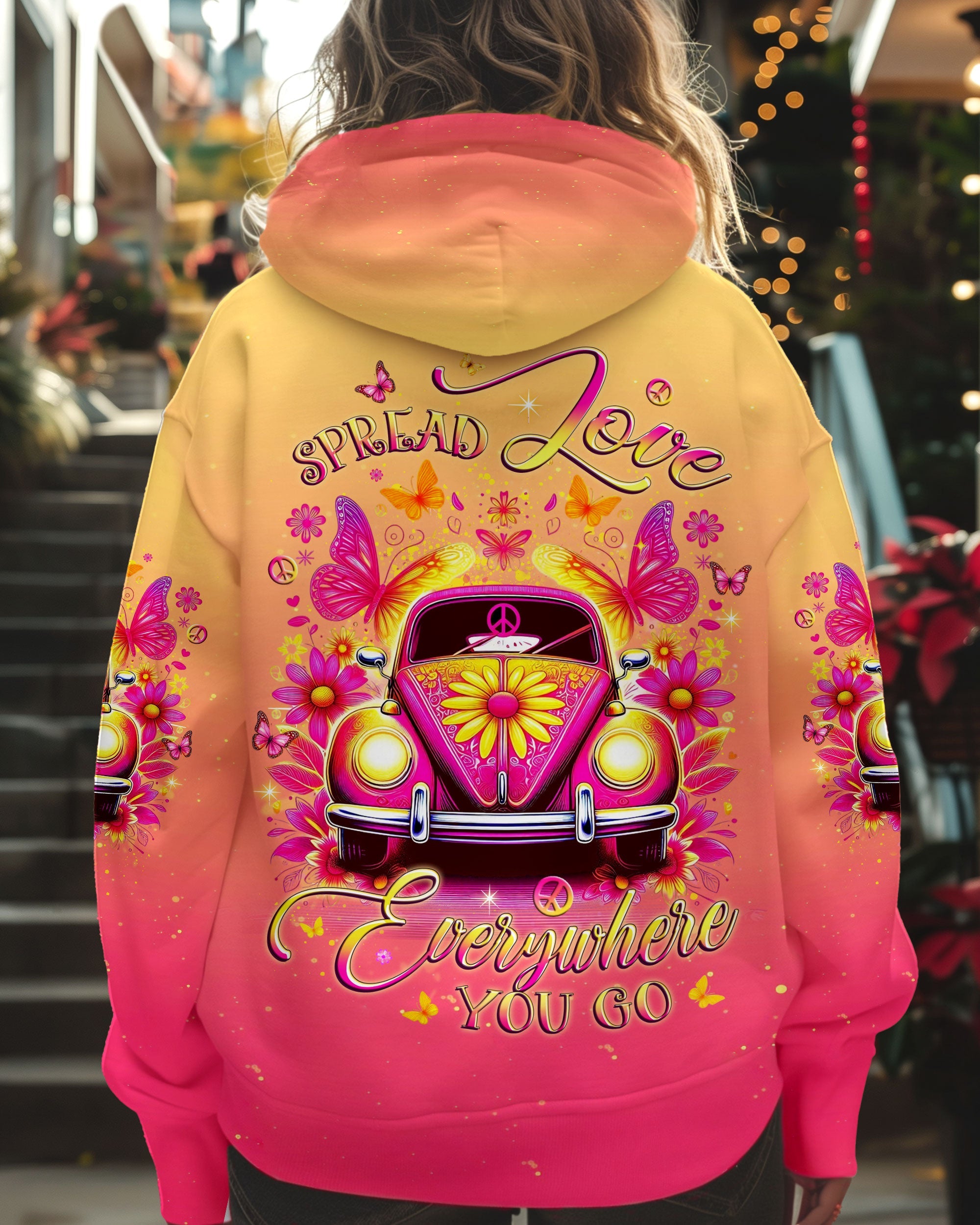 Spread Love Everywhere You Go Ombre Peace Car Hippie Style AOP Shirts _1_ F0oeb