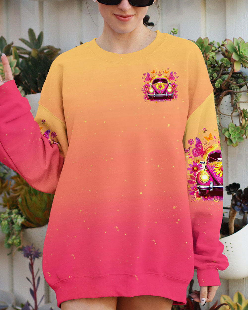 Spread Love Everywhere You Go Ombre Peace Car Hippie Style AOP Shirts _2_ lWUwO