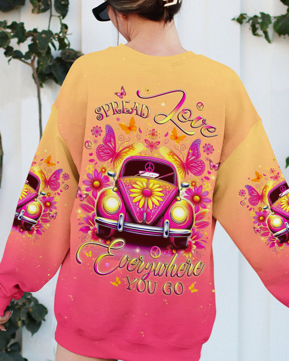 Spread Love Everywhere You Go Ombre Peace Car Hippie Style AOP Shirts _3_ MB0Qm