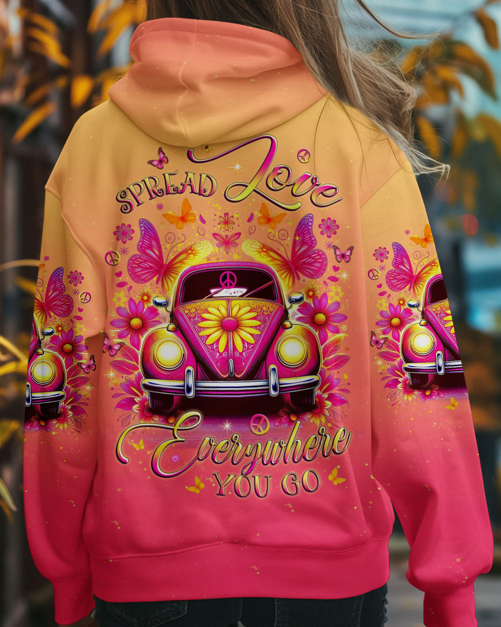 Spread Love Everywhere You Go Ombre Peace Car Hippie Style AOP Shirts _8_ RGt8p