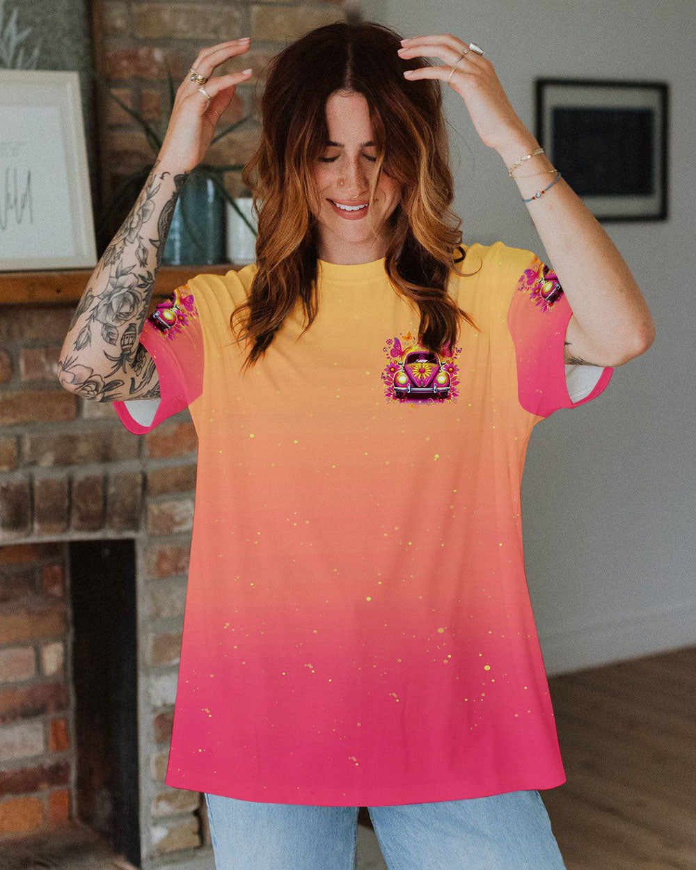 Spread Love Everywhere You Go Ombre Peace Car Hippie Style AOP Shirts _9_ wcyo6