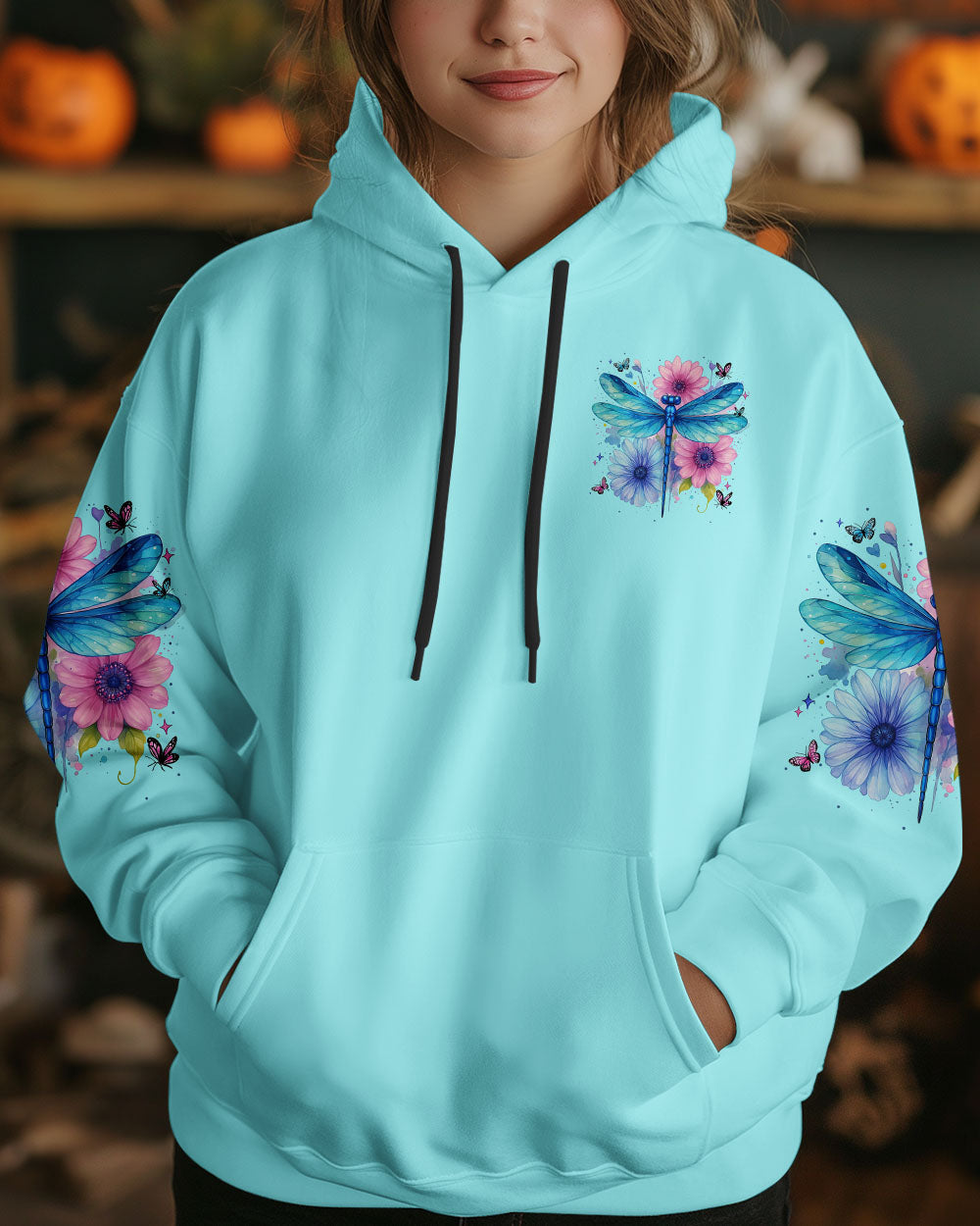 Spread Your Wings the Sky is Waiting Dragonfly Floral Nature Graphic AOP Shirts _6_ eyKDn