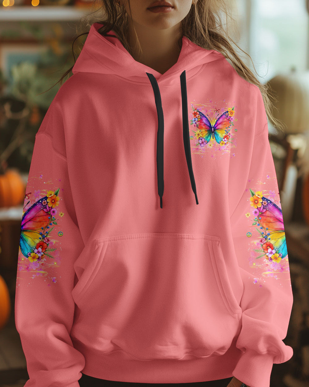 Stay Wild Flower Child Colorful Hippie Butterfly and Floral Graphic AOP Shirts _13_ 2ApZ9