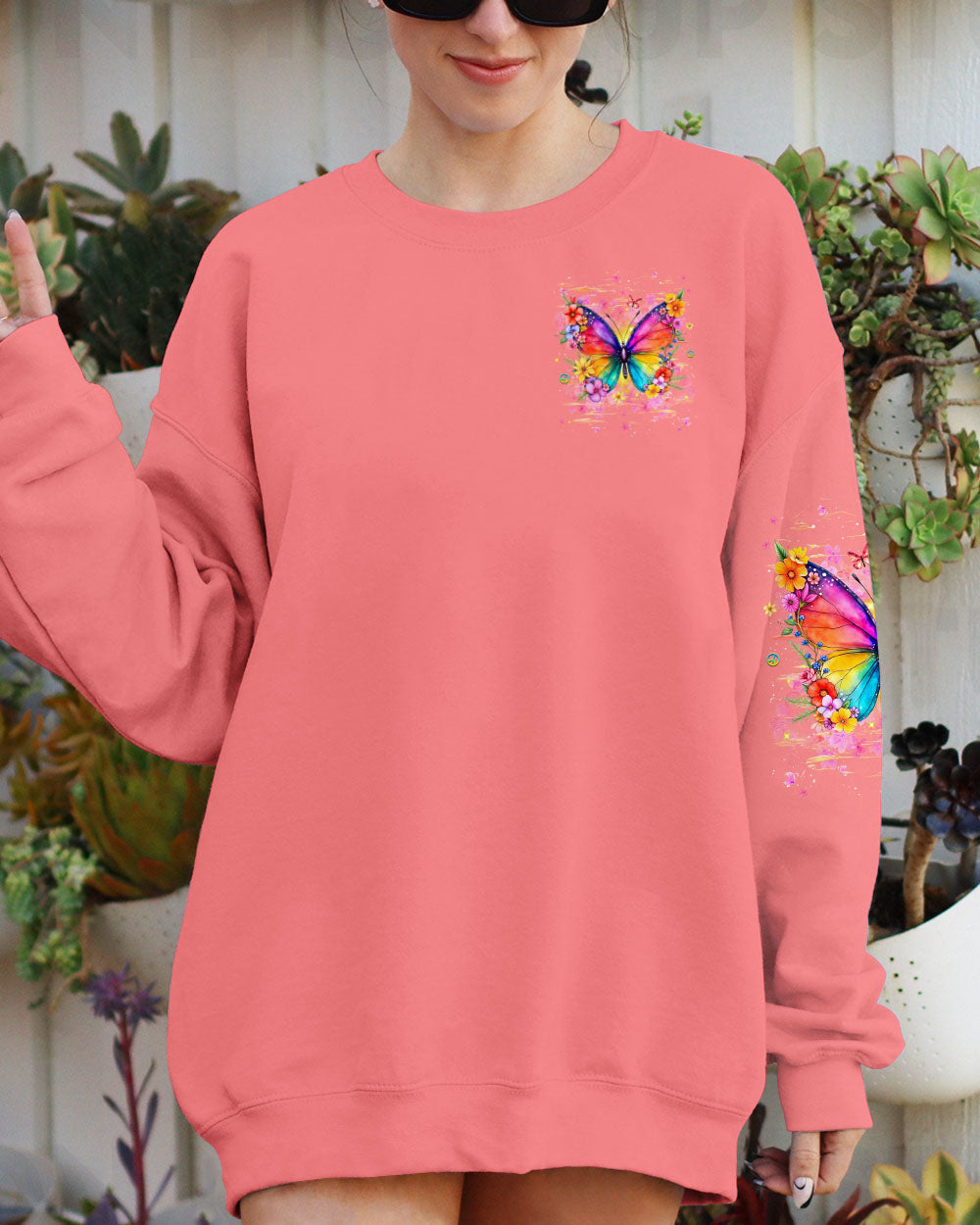 Stay Wild Flower Child Colorful Hippie Butterfly and Floral Graphic AOP Shirts _2_ BxpsC