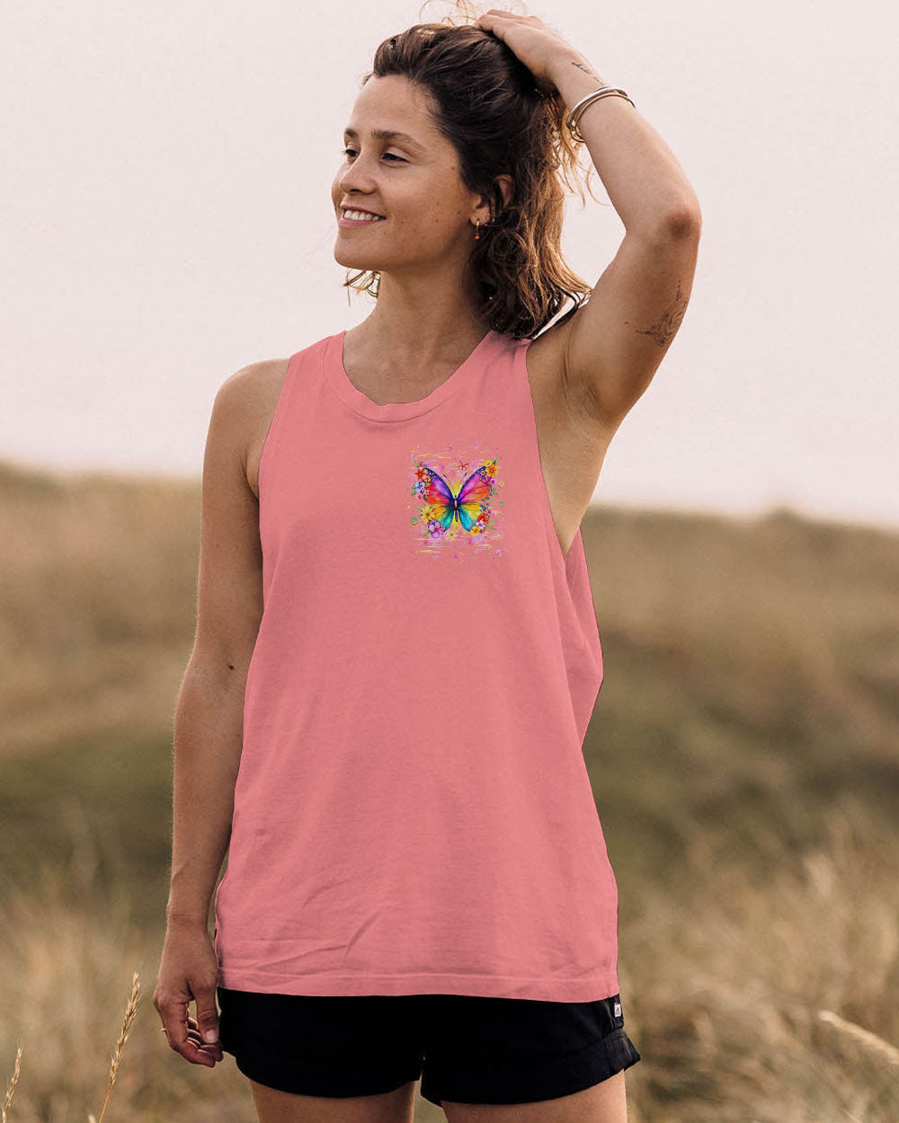 Stay Wild Flower Child Colorful Hippie Butterfly and Floral Graphic AOP Shirts _9_ ckyty