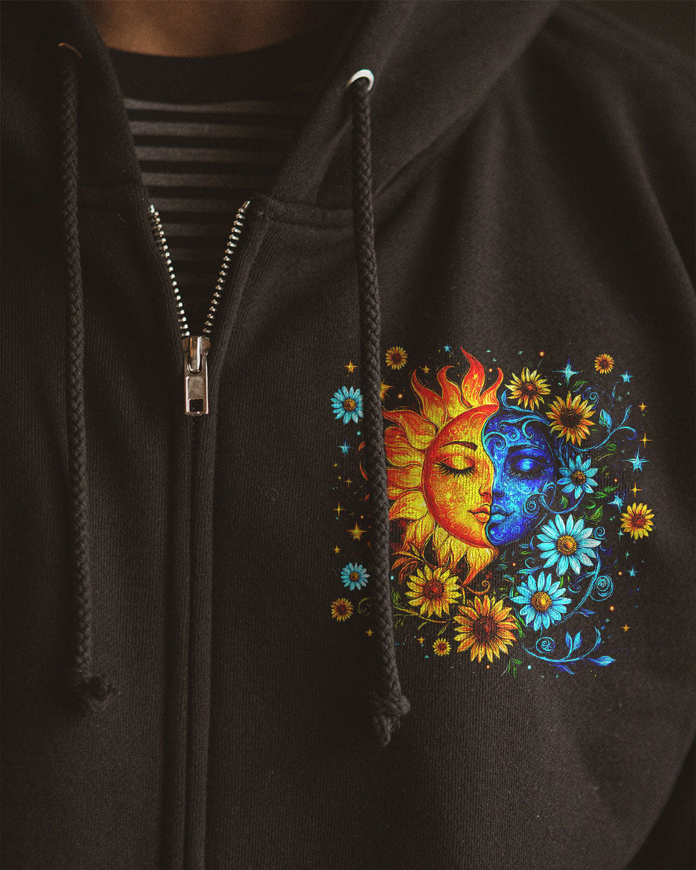 Stay Wild Moon Child Hippie Sun and Moon Floral Graphic AOP Shirts _2_ 7fjA1