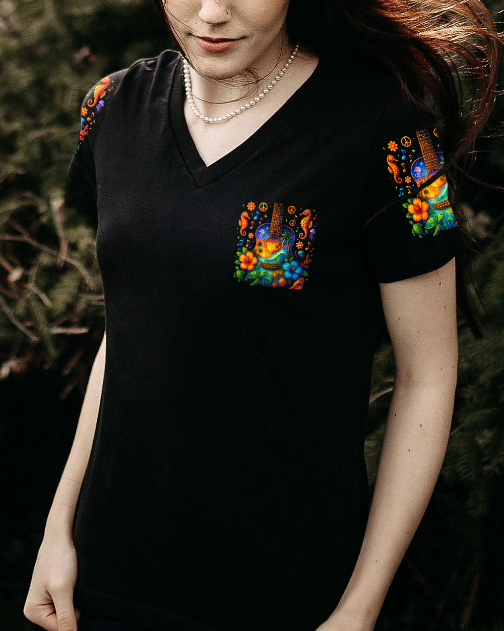 Stay Wild Ocean Child Tropical Guitar _26 Sea Turtle Hippie Tee for Women AOP Shirts _4_ hBdO9