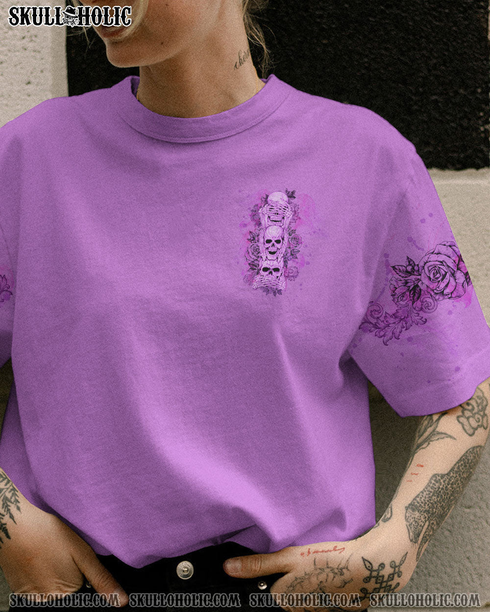 Stuck Between IDK IDC and IDGAF Funny Skull Gothic Quote Graphic AOP Shi _5_ P61Yd