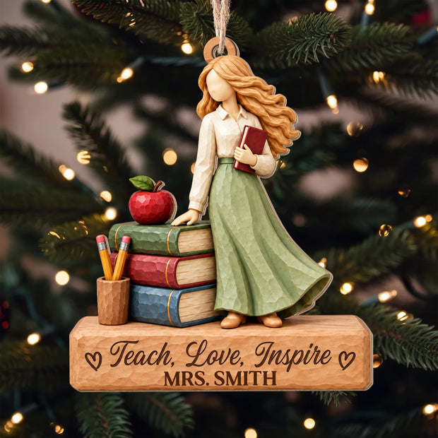 Teach Love Inspire - Personalized Acrylic Ornament - Gift For Her