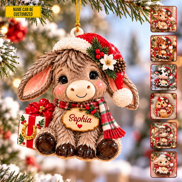 Farm Animal Christmas Tree Decoration - Personalized Acrylic Ornament