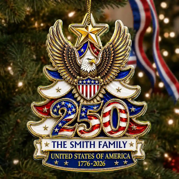 USA 250th Anniversary 1776-2026 Patriotic Keepsake Gift For Family - Personalized Acrylic Ornament