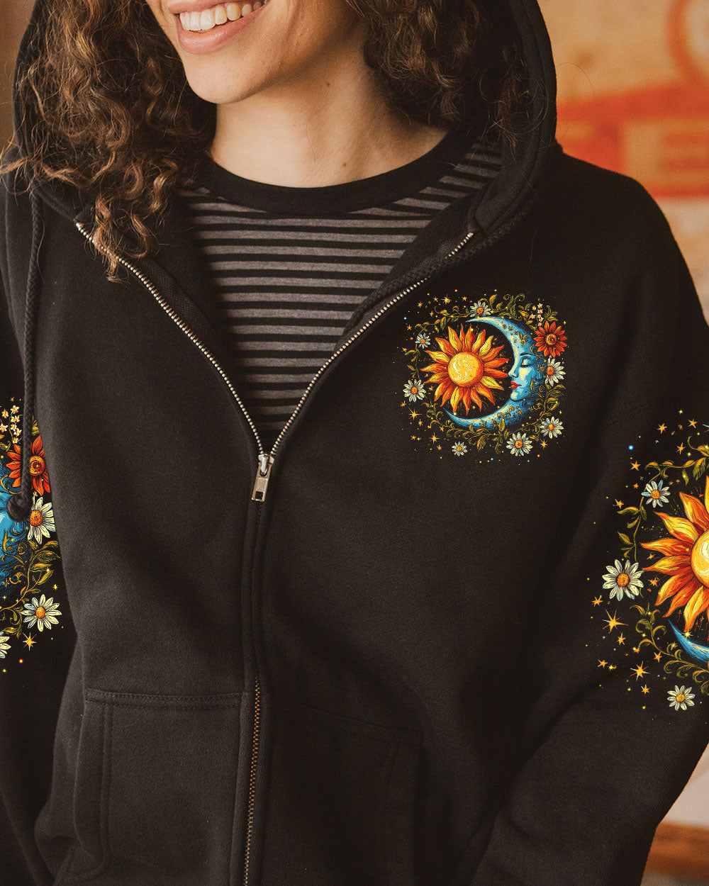 The Moon Sees Your Soul Boho Celestial Sun and Moon Design AOP Shirts _10_ cEBSA