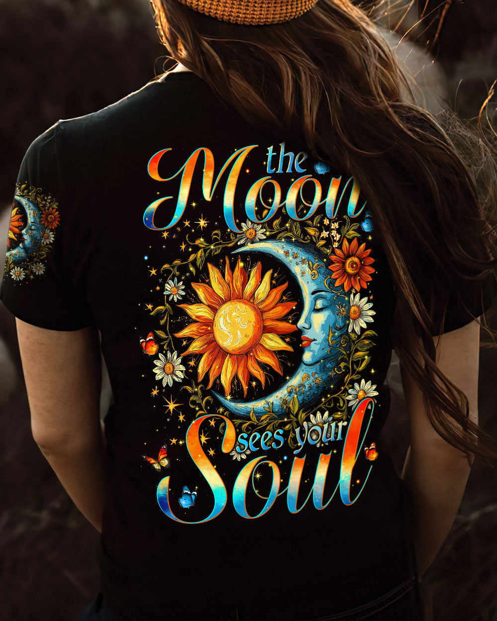 The Moon Sees Your Soul Boho Celestial Sun and Moon Design AOP Shirts _5_ ITbB0