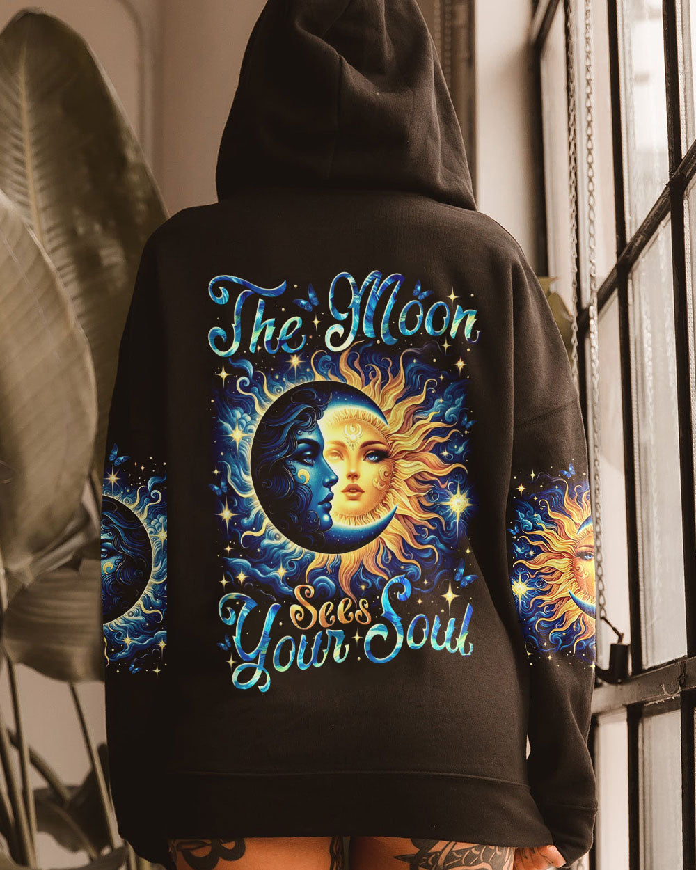 The Moon Sees Your Soul Sun and Moon Celestial Spiritual Galaxy Graphic AOP Shirts _2_ v3ehz
