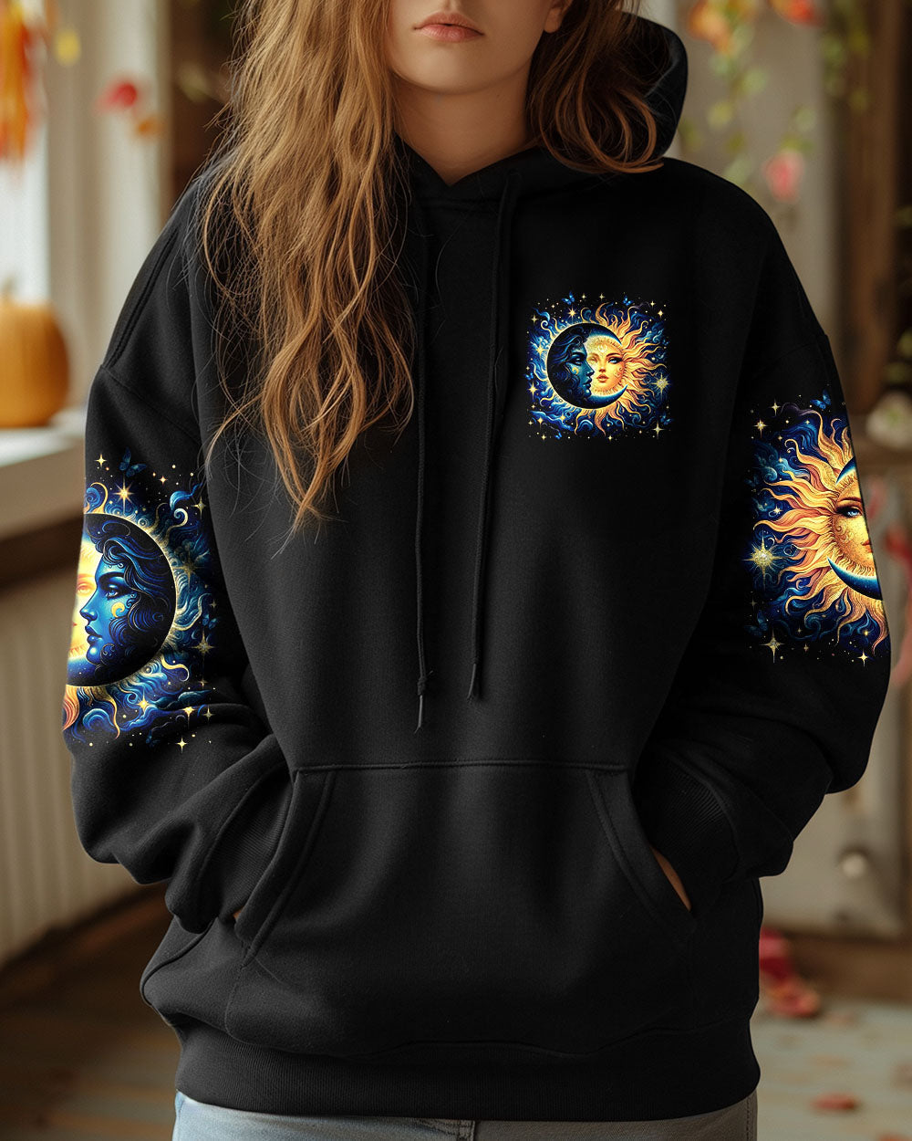 The Moon Sees Your Soul Sun and Moon Celestial Spiritual Galaxy Graphic AOP Shirts _7_ a86VY