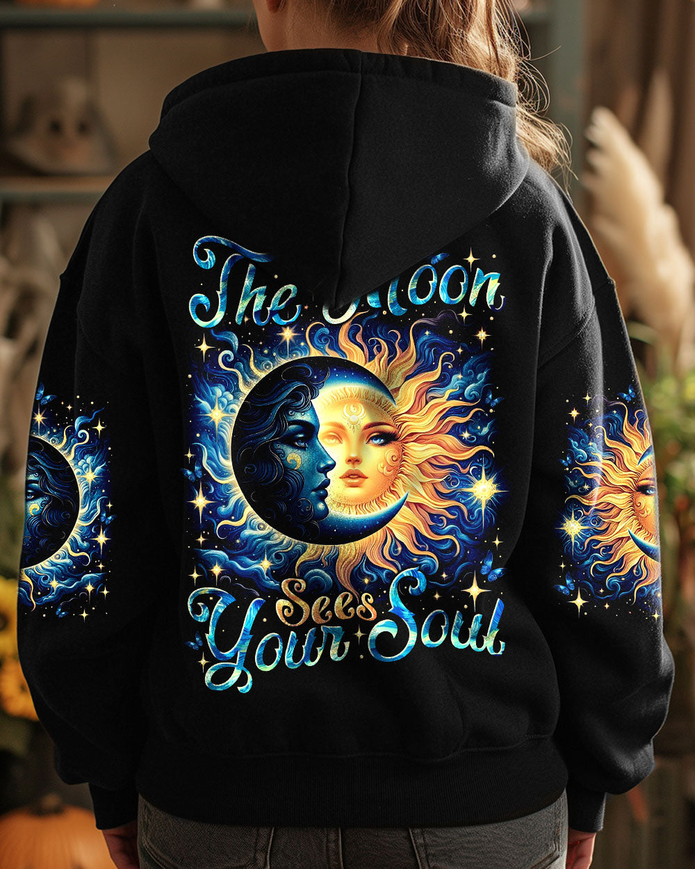 The Moon Sees Your Soul Sun and Moon Celestial Spiritual Galaxy Graphic AOP Shirts _8_ LIGSt