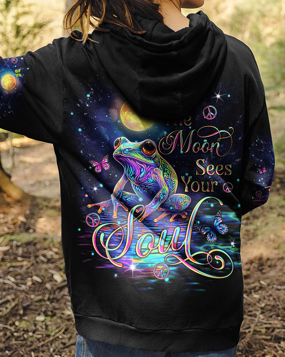 The Moon Sees Your Soul Trippy Frog Psychedelic Moonlight AOP Shirts _7_ mEQzD