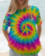 The Rebel in Me Will Never Die Colorful Tie Dye Hippie Cow Design with Peace Sign and Flowers AOP Shirts _ _13_ fJC40