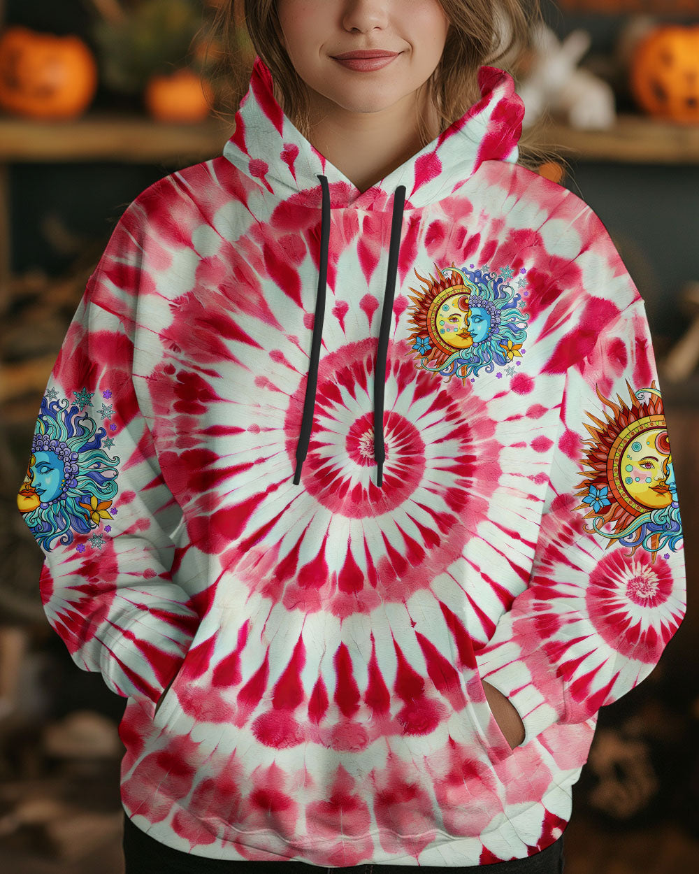 The Sun Feel by the Moon Move by the Stars Red Tie Dye AOP Shirts _13_ fmV7e