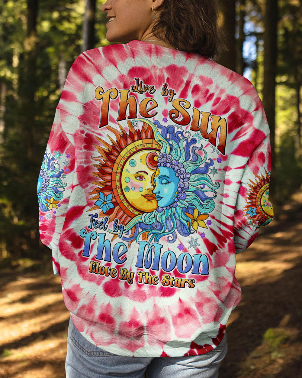 The Sun Feel by the Moon Move by the Stars Red Tie Dye AOP Shirts _3_ eQgHr