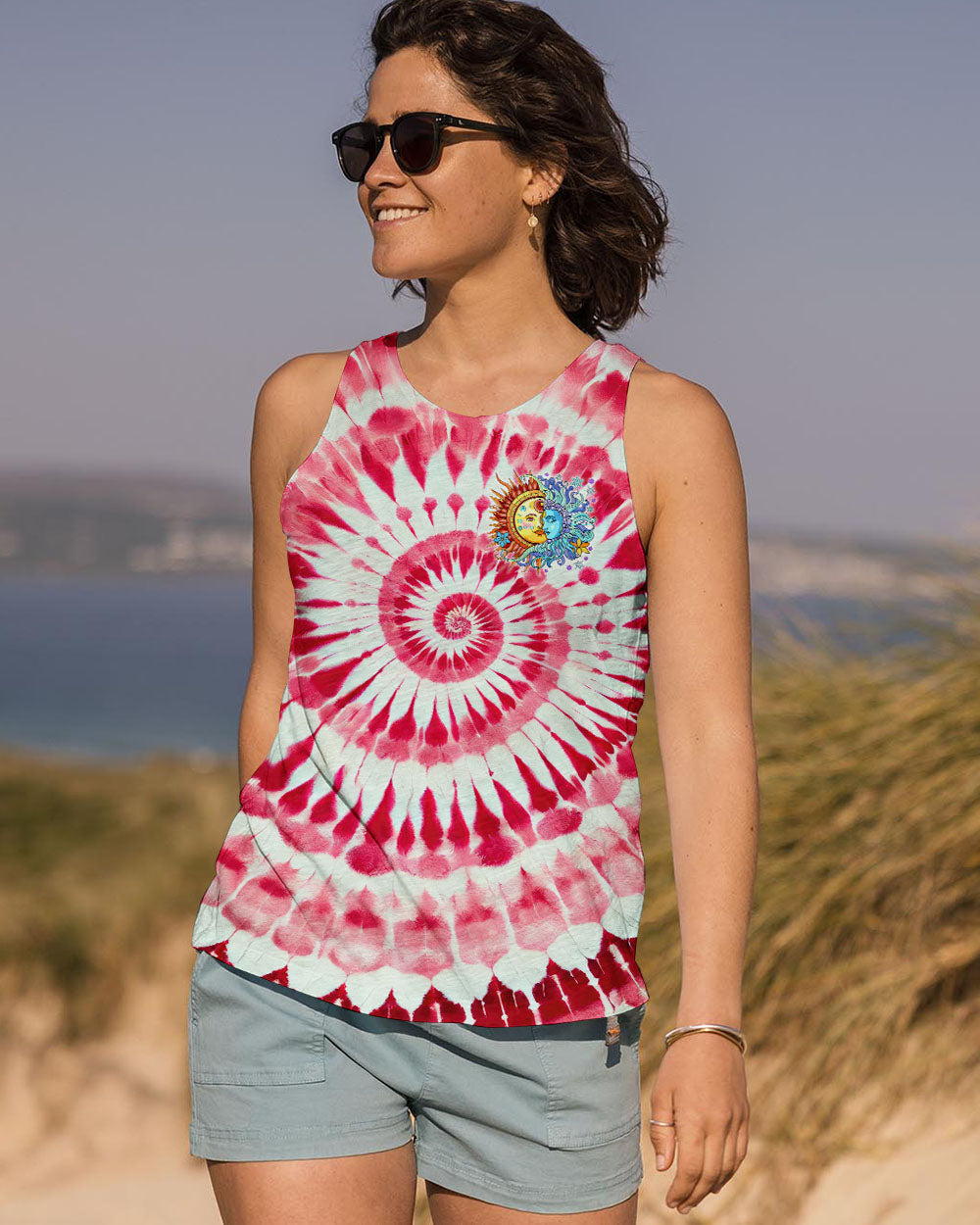 The Sun Feel by the Moon Move by the Stars Red Tie Dye AOP Shirts _6_ UUili