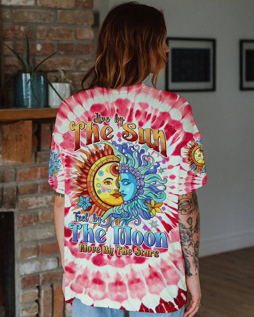 The Sun Feel by the Moon Move by the Stars Red Tie Dye AOP Shirts _8_ VTso2