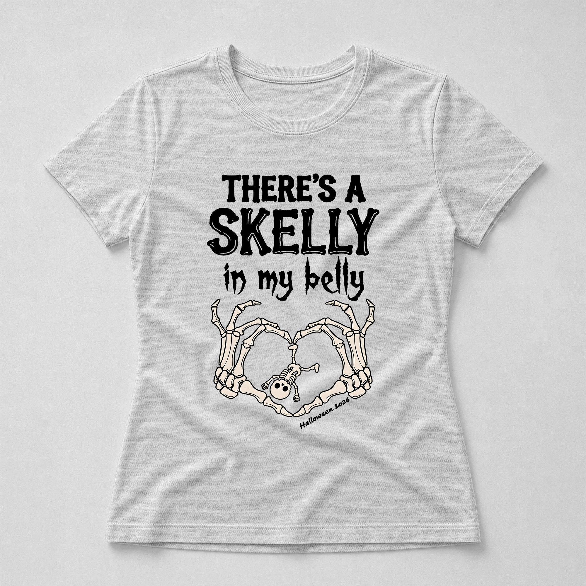 There_s_A_Skelly_In_My_Belly_Pregnancy_Announcement_Personalized_Shirt_5
