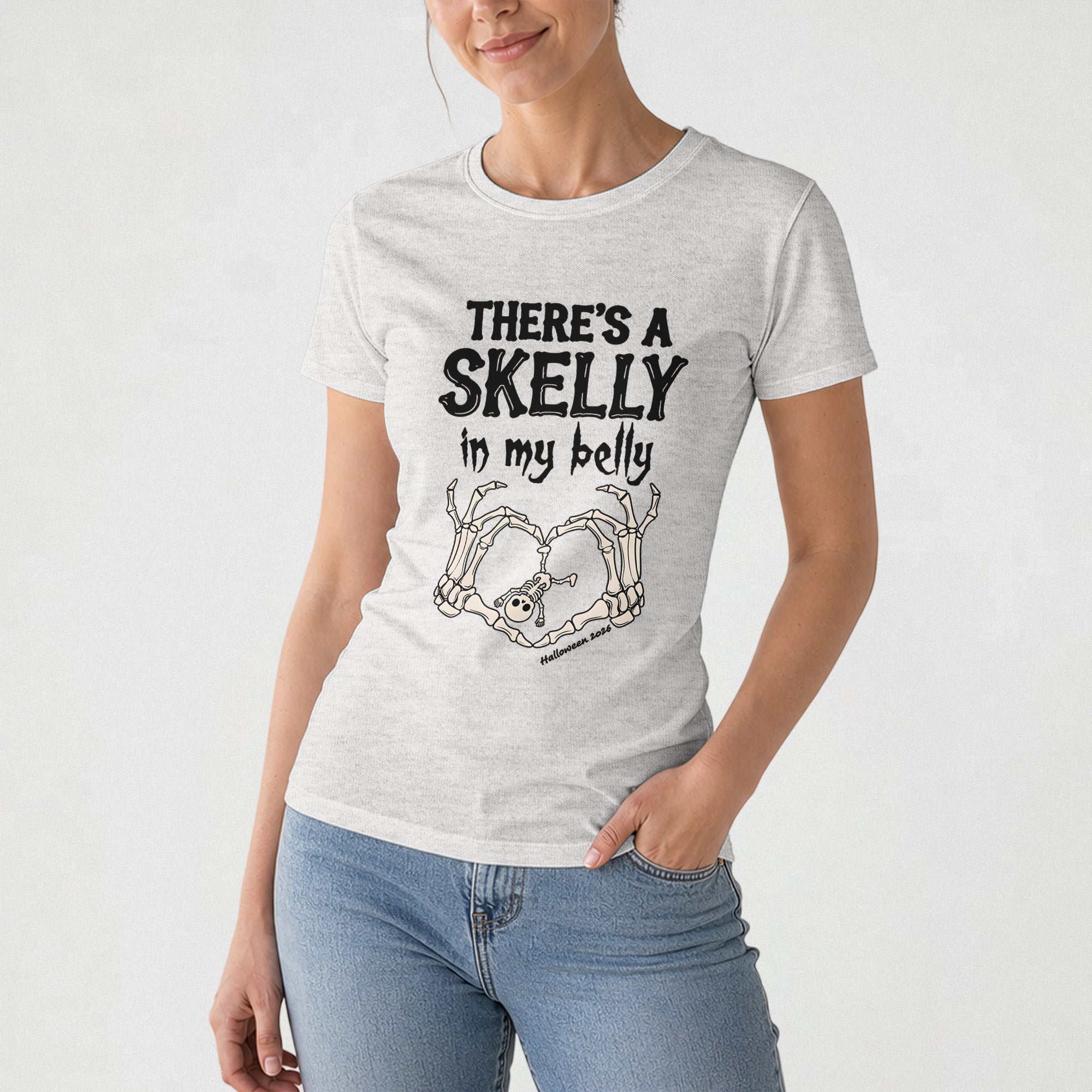 There_s_A_Skelly_In_My_Belly_Pregnancy_Announcement_Personalized_Shirt_6