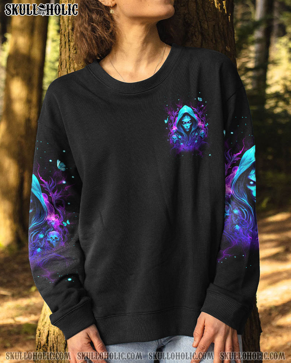 They Whispered to Her I Am the Storm Empowered Gothic Skull Magic Graphic AOP Shirts _14_ VWpwi