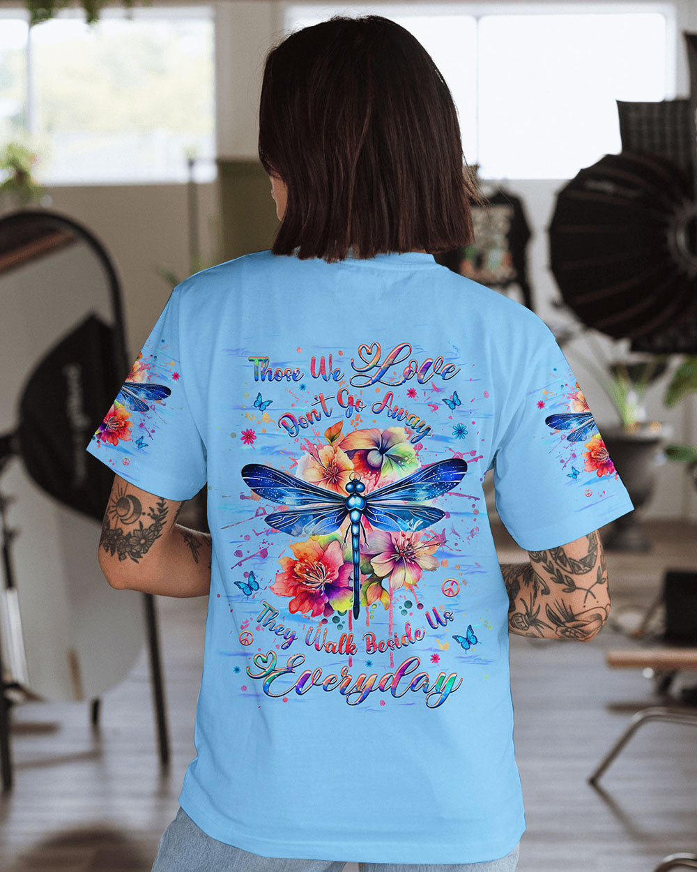 Those We Love Dont Go Away Memorial Dragonfly with Floral AOP Shirts _10_ rz1fH