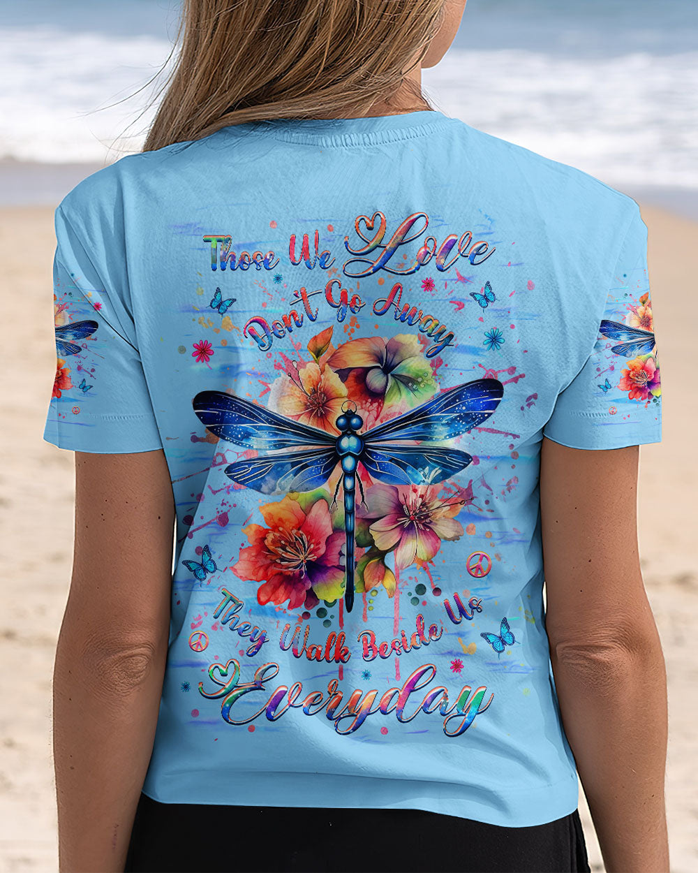 Those We Love Dont Go Away Memorial Dragonfly with Floral AOP Shirts _12_ MK9fJ