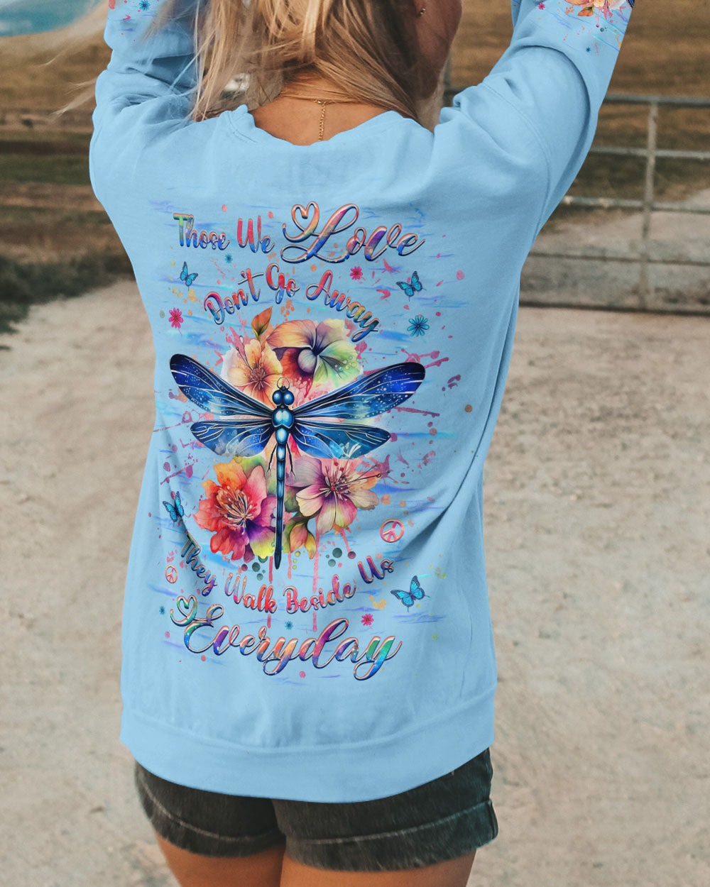 Those We Love Dont Go Away Memorial Dragonfly with Floral AOP Shirts _3_ CQcM2