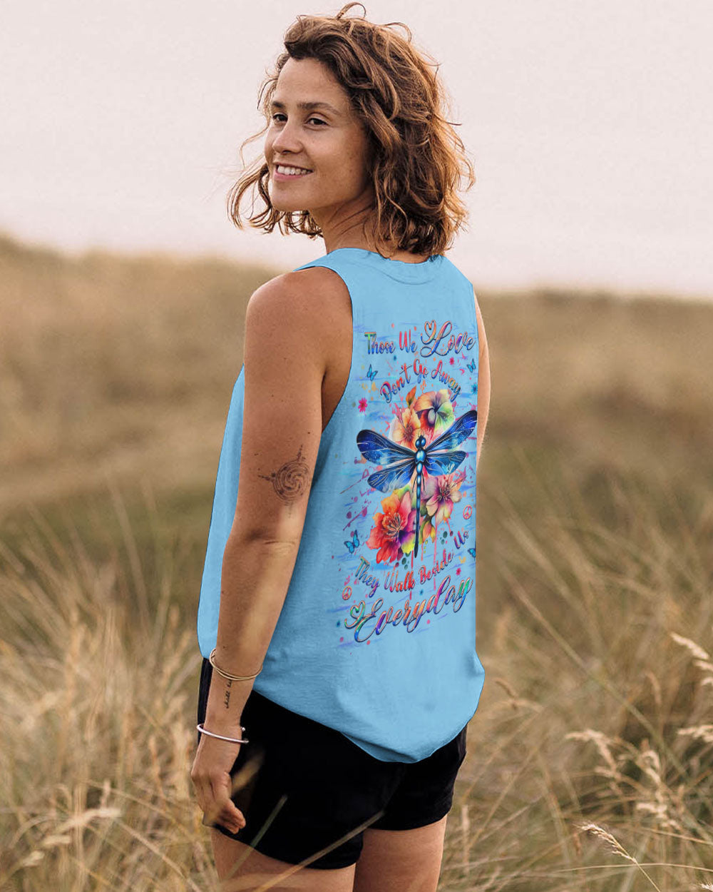 Those We Love Dont Go Away Memorial Dragonfly with Floral AOP Shirts _7_ NqlSA