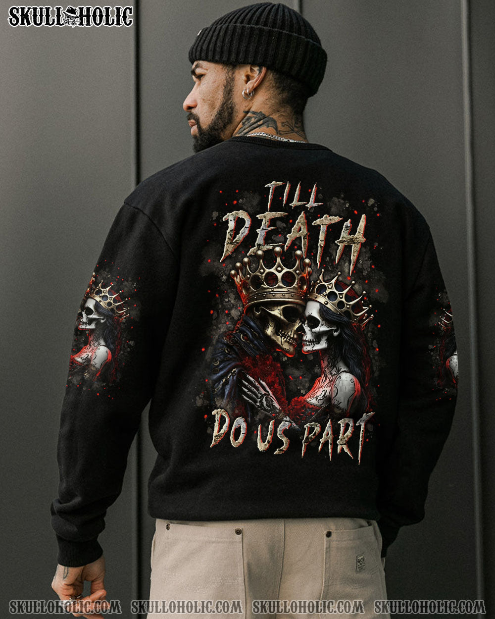 Till Death Do Us Part Gothic Skull Couple King and Queen Dark Love AOP Shirts _11_ ckZoH