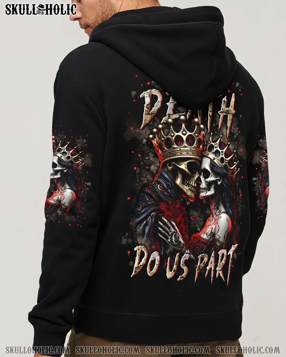 Till Death Do Us Part Gothic Skull Couple King and Queen Dark Love AOP Shirts _13_ tpvRB
