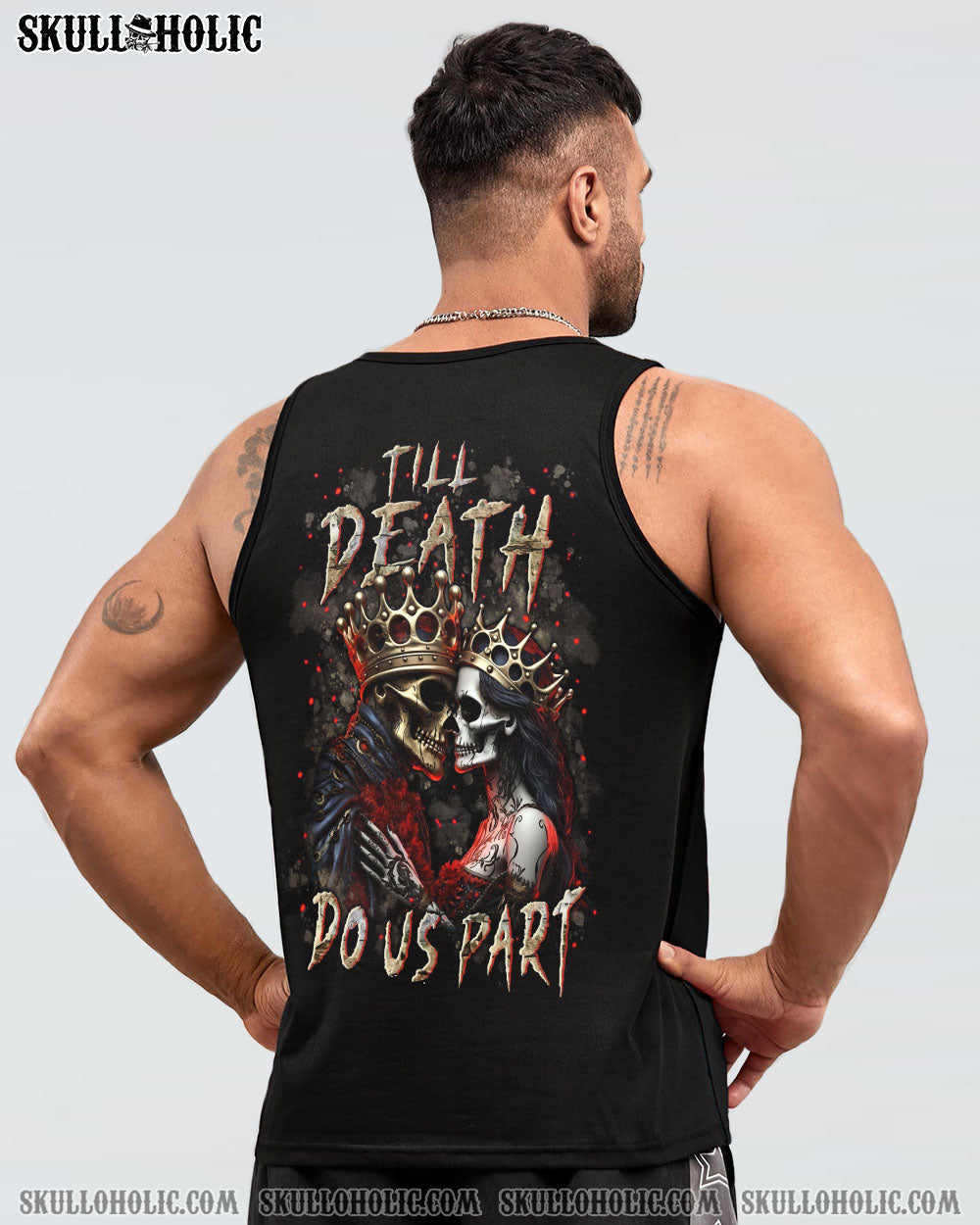 Till Death Do Us Part Gothic Skull Couple King and Queen Dark Love AOP Shirts _19_ O7DgC