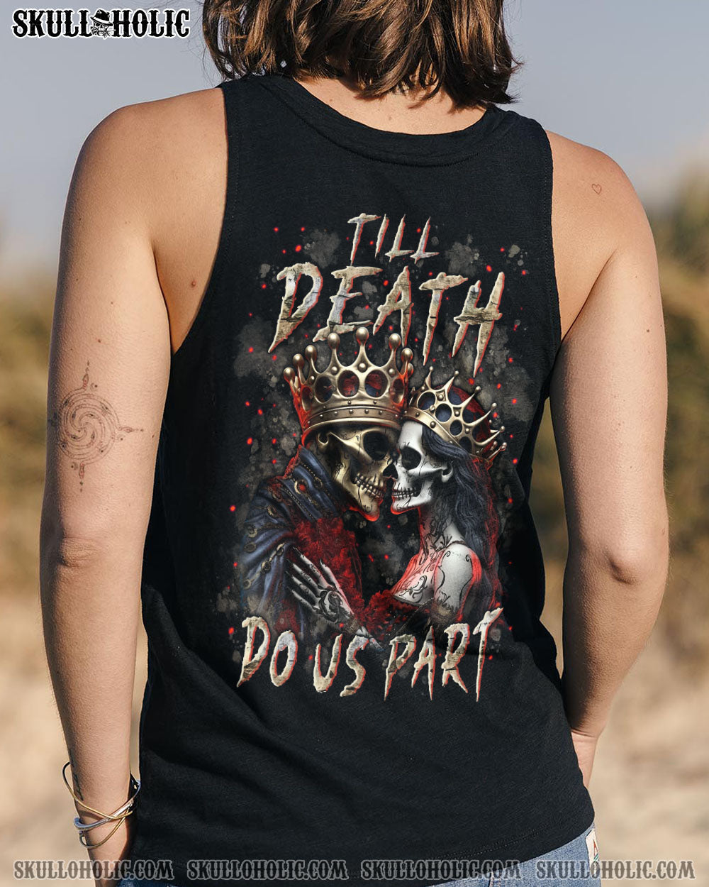 Till Death Do Us Part Gothic Skull Couple King and Queen Dark Love AOP Shirts _20_ zvppj