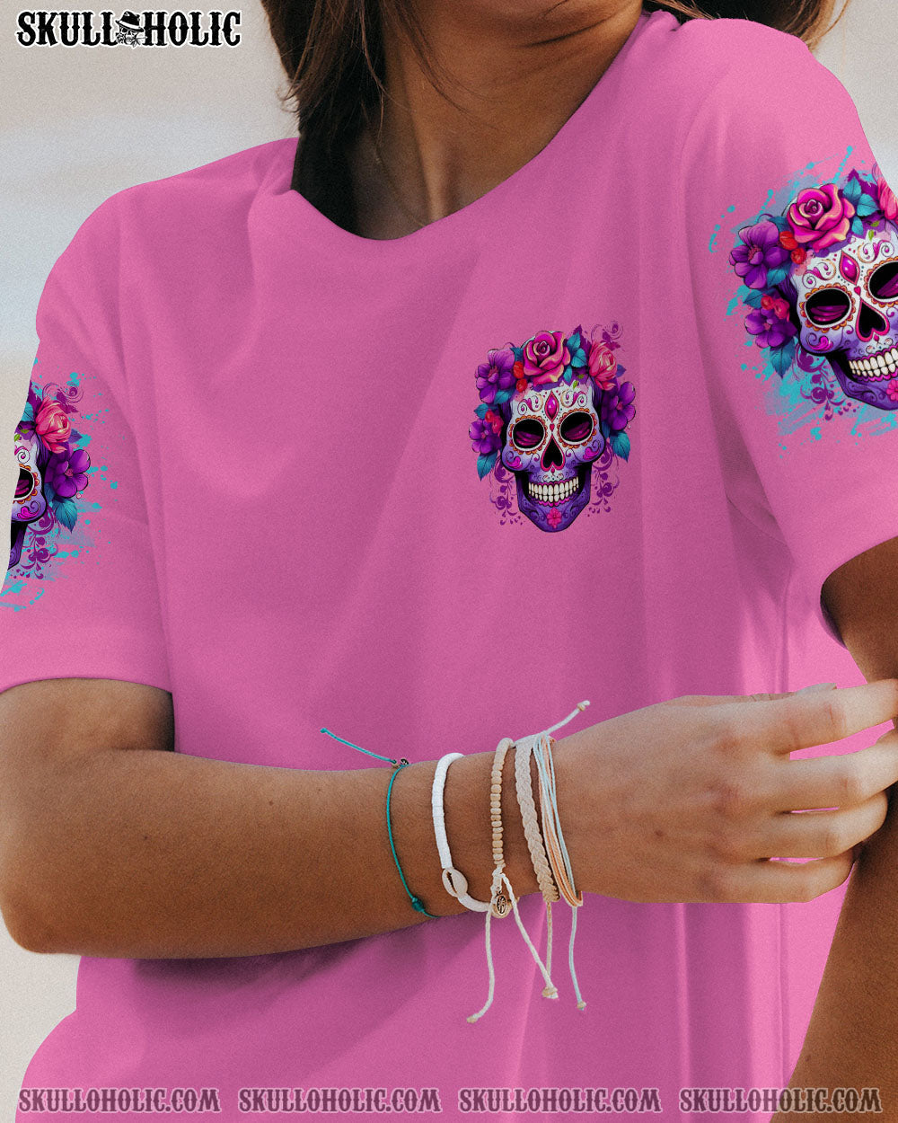 Tired of Bullshit Bitch in Me Came Out Floral Skull Attitude Graphic Pullover AOP Shirts _7_ Dc35j