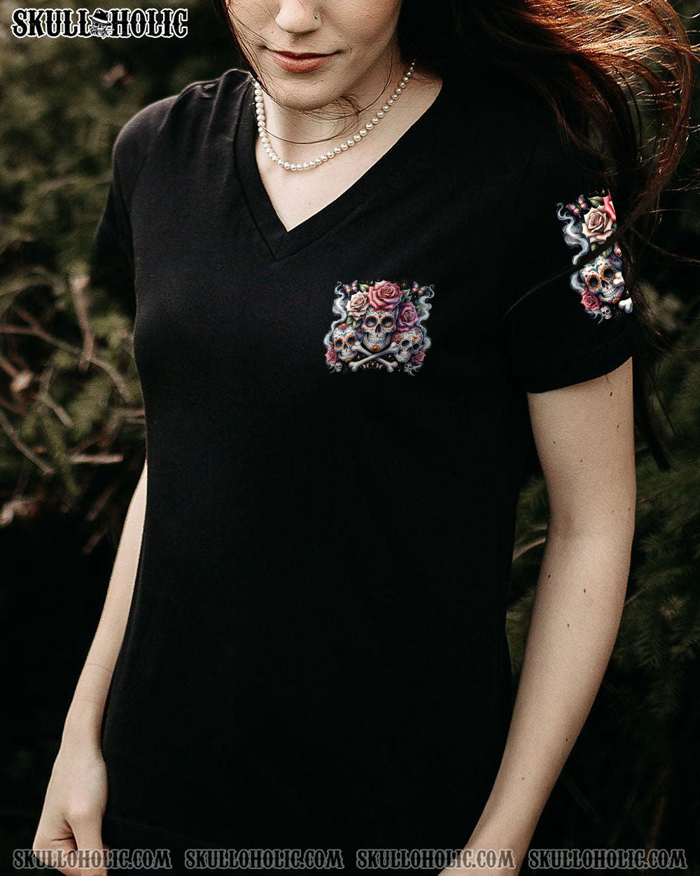 Tired of Bullshit Skull Bitch in Me Came Out Sugar Skulls and Roses Graphic AOP Shirts _2_ aFCWx