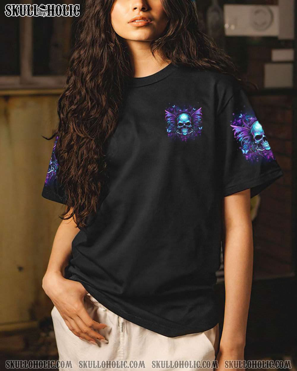 Tired of Bullshit Skull Bitch in Me Came out Purple Neon Skull Wings Graphic AOP Shirts _2_ tYrum