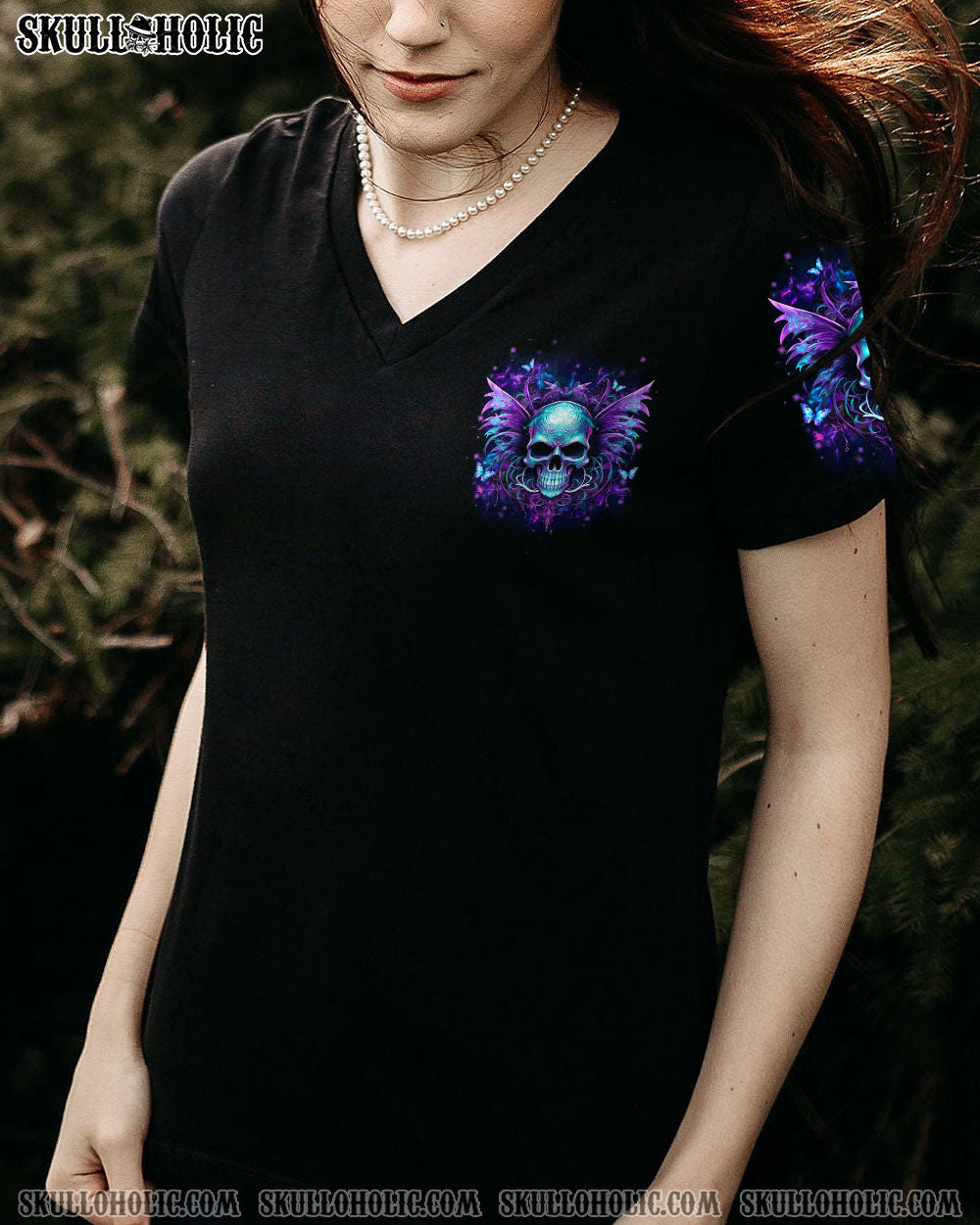 Tired of Bullshit Skull Bitch in Me Came out Purple Neon Skull Wings Graphic AOP Shirts _4_ 4vPet