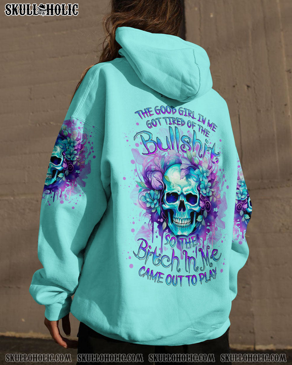 Tired of the Bullshit Skull Sassy Floral Graphic Colorful Skull AOP Shirts _8_ ilnSo