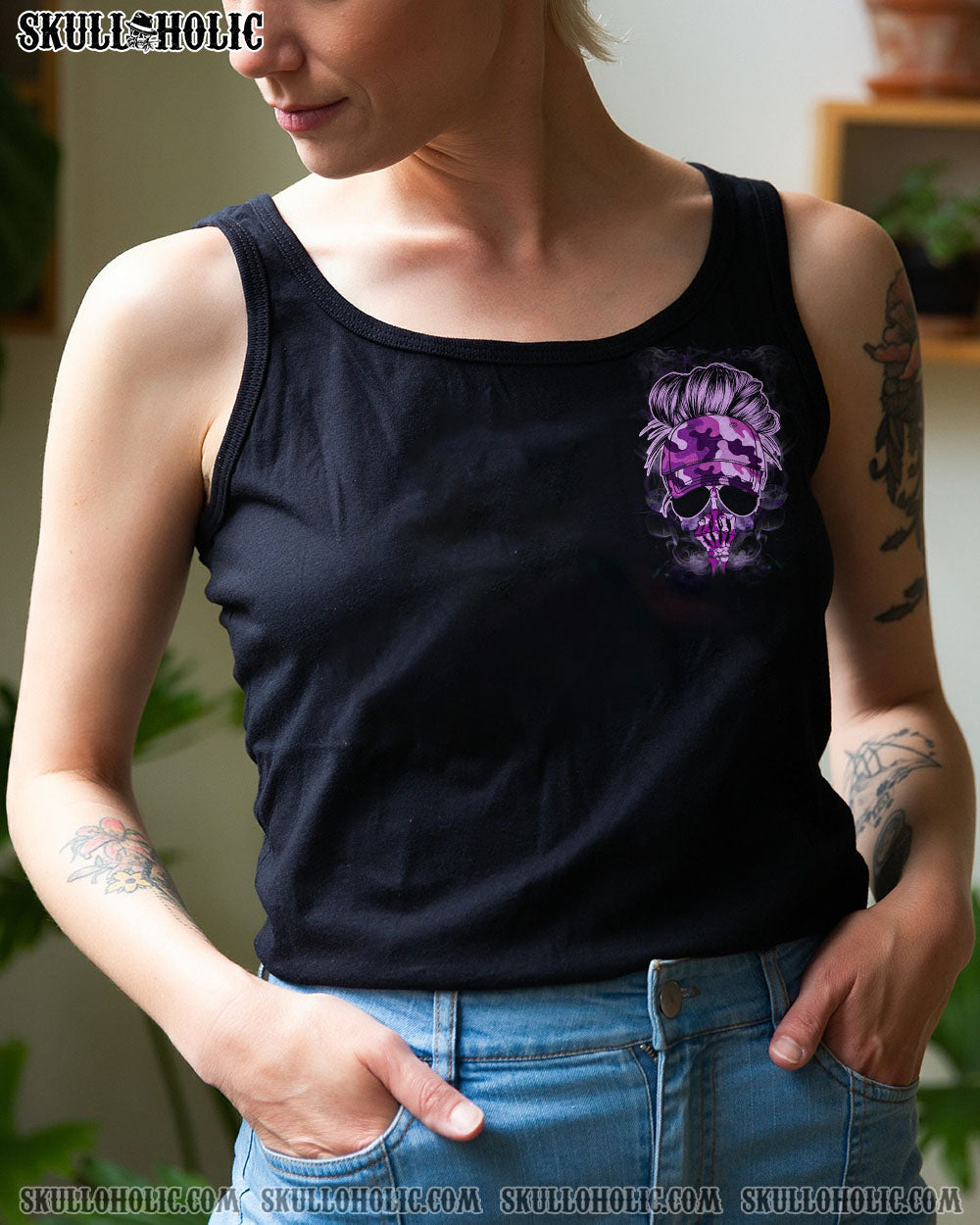 To that B with my name In Her Mouth Sassy Skull Purple Camo Attitude for Women AOP Shirts _15_ Nazgt