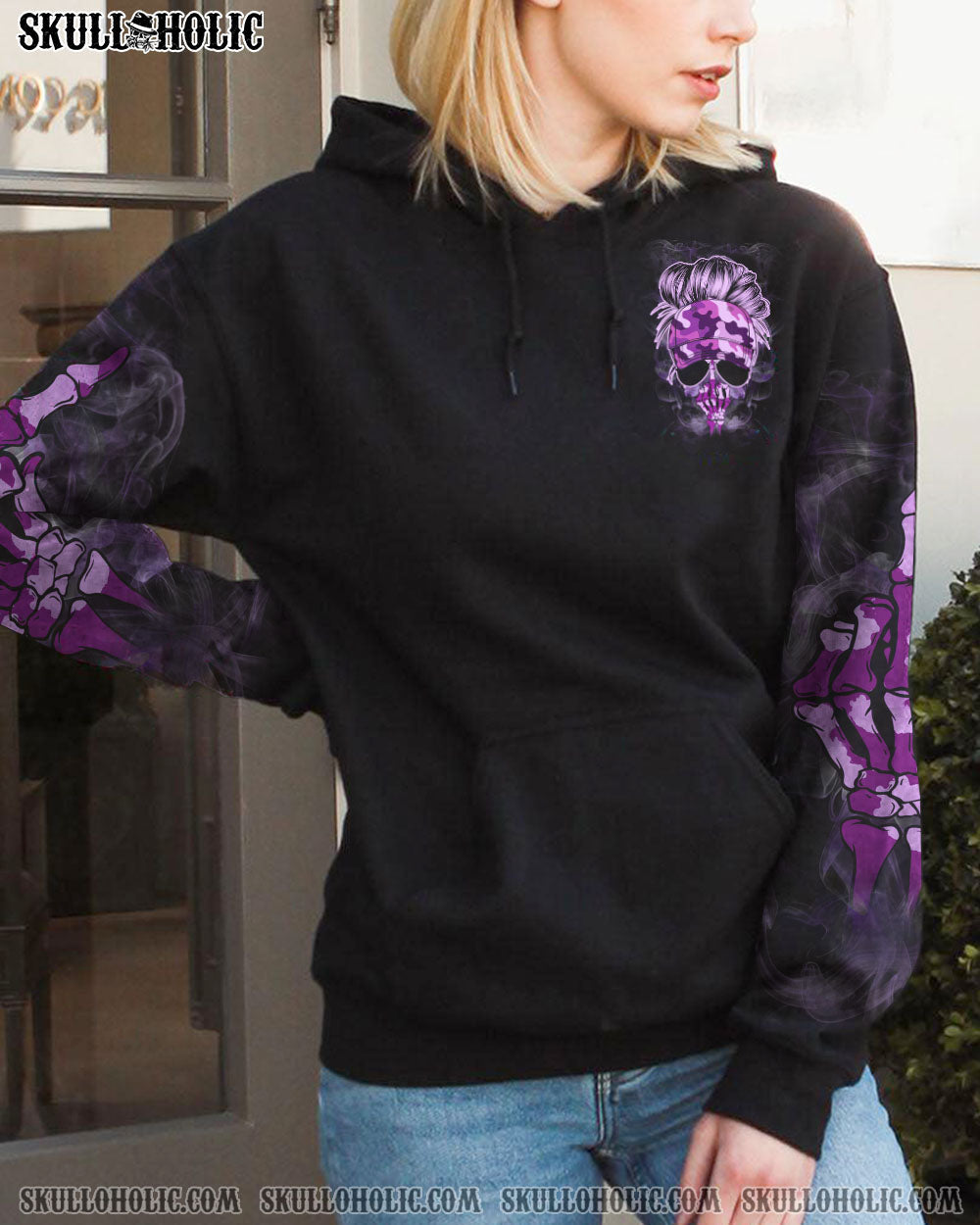 To that B with my name In Her Mouth Sassy Skull Purple Camo Attitude for Women AOP Shirts _5_ aCp8p