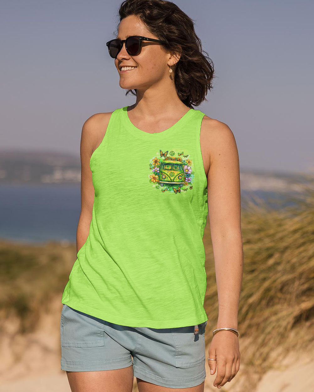 Today Is a Good Day to Have a Good Day Green Hippie Van Flower AOP Shirts _12_ sWs4B