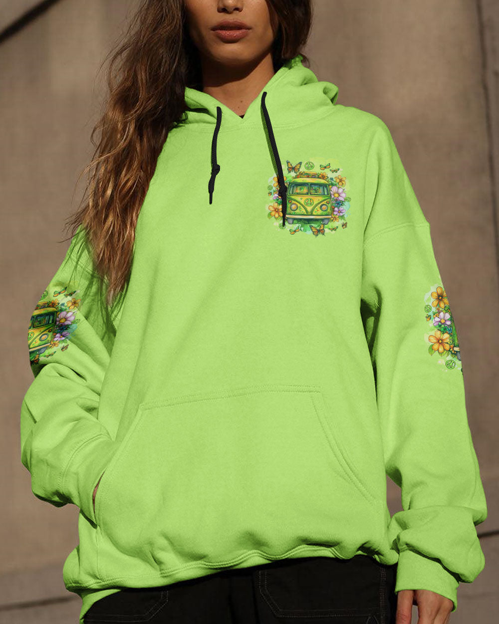 Today Is a Good Day to Have a Good Day Green Hippie Van Flower AOP Shirts _6_ 5QkdS