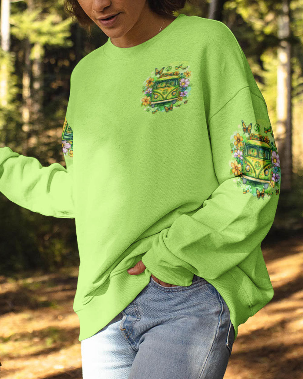Today Is a Good Day to Have a Good Day Green Hippie Van Flower AOP Shirts _8_ QQV44